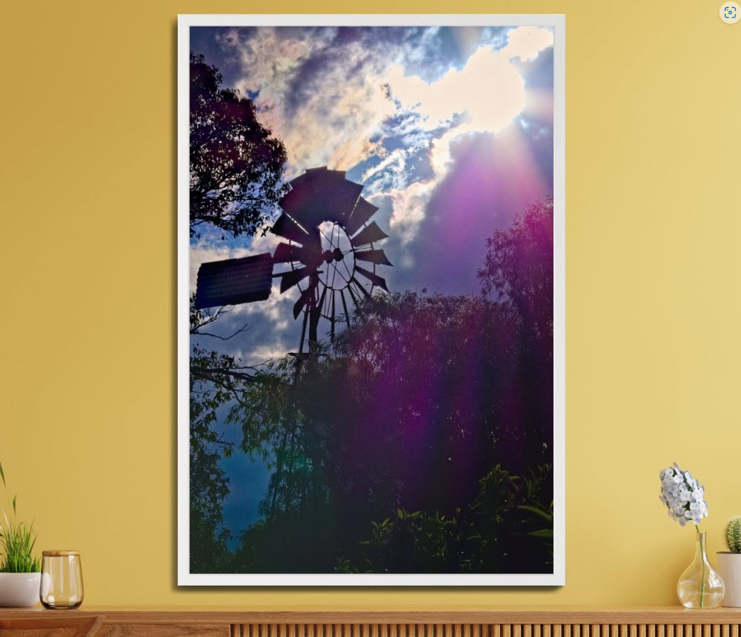 Orchard Windmill fine art print available exclusively through Zazzle. Click here to purchase.